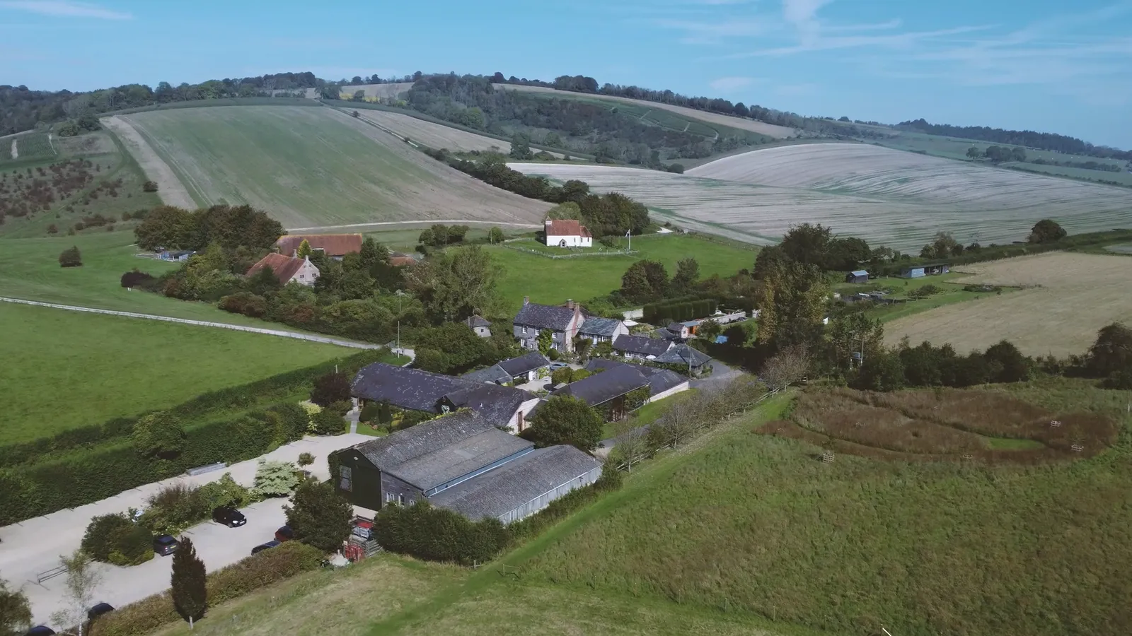Upwaltham Barns Aerial